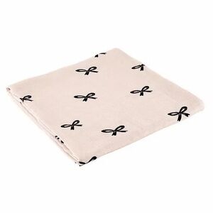 Light Pink Scarf with Black Bow Print